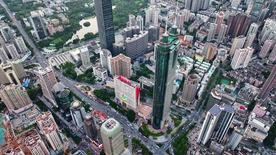 深圳罗湖CBD京基地王大厦日落航拍