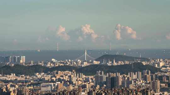 深圳宝安机场深中大桥滨海湾大桥夜景延时