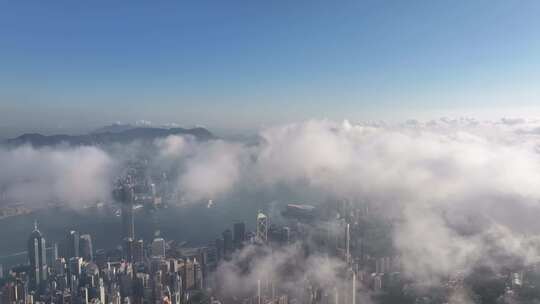香港太平山俯拍城市建筑