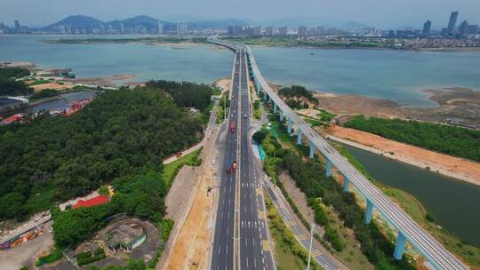 航拍厦门同安大桥建筑景观合集