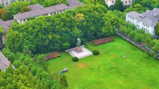 上海市华东理工大学徐汇校区航拍校园风景风