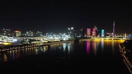 广东省广州市市中心城市夜景航拍视频素材模板下载