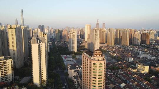 上海黄浦区淮海中路全景4K航拍