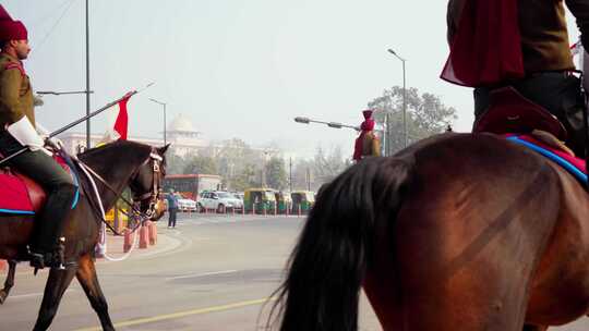 印度军队骑马共和日游行彩排视频素材模板下载
