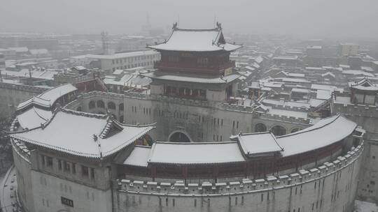 河南省洛阳市丽景门雪景视频素材