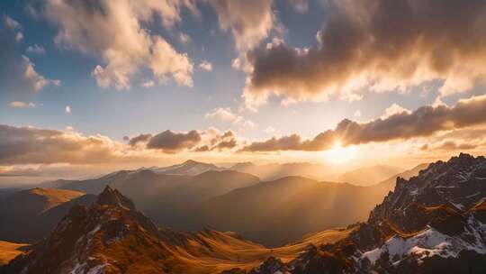 壮丽山景日出全景