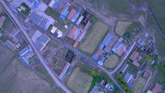 青海西北乡村房屋建筑航拍风景视频素材模板下载