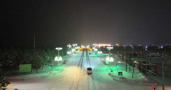 漠河城市夜景航拍