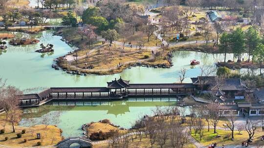 航拍瘦西湖风景区大明寺观音山园林寺庙