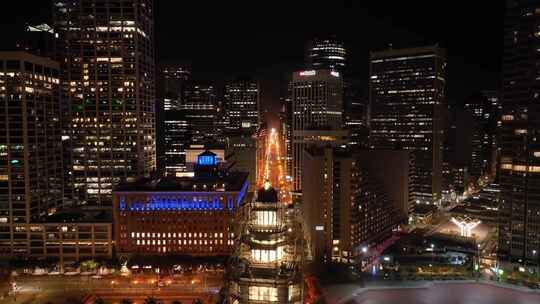 航拍美国加州旧金山市中心汽车交通夜景灯光