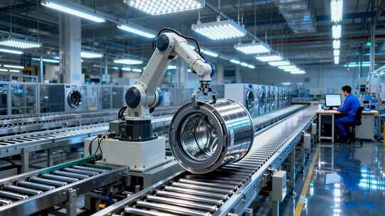 工厂内机械臂操作生产线场景