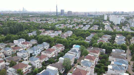 上海浦东新区康桥镇商业住宅别墅全景4K航拍