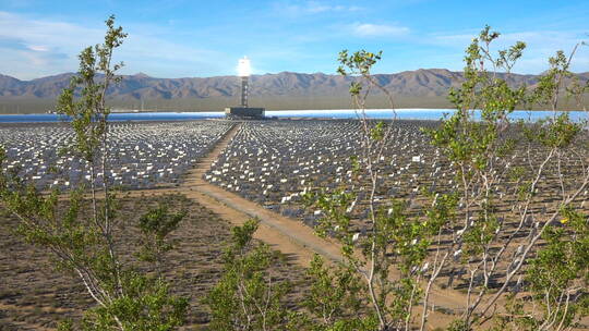 沙漠中的太阳能发电设施