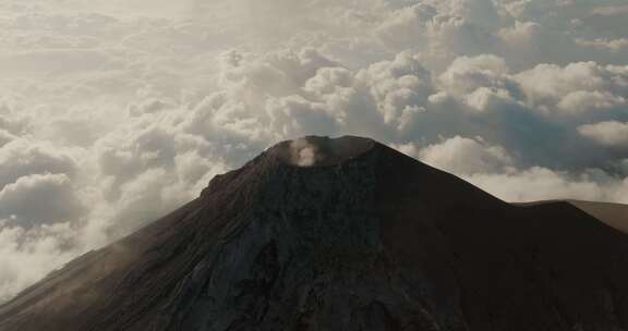 火山，危地马拉，峰，烟