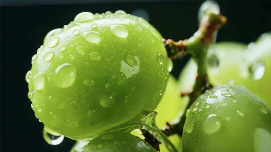 新鲜绿色葡萄微距特写