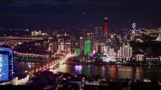 柳州城市夜景航拍视频视频素材模板下载