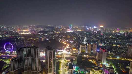 广东中山城市夜景大景航拍延时4K