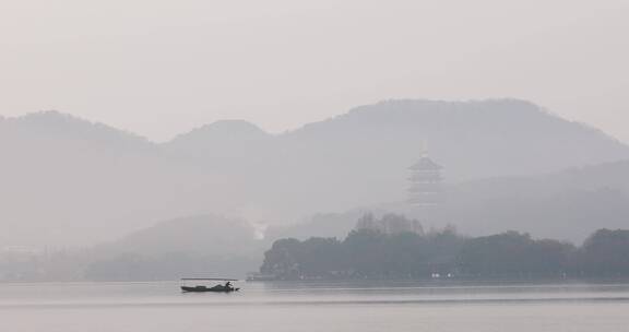 杭州西湖清晨风光空镜