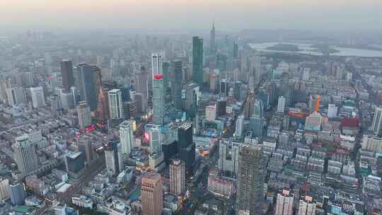 南京市新街口航拍高楼大厦城市摩天大楼江苏视频素材模板下载