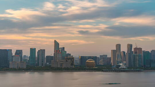 浙江杭州钱江新城日转夜延时