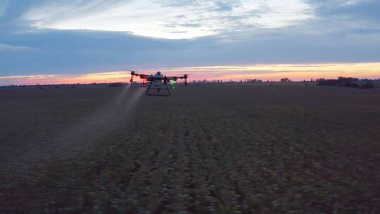 无人机在农田喷洒农药
