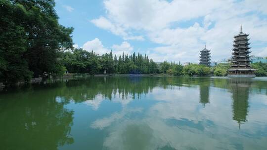 广西桂林两江四湖日月双塔视频素材模板下载