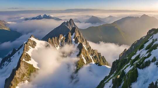 雪山云海壮丽景观