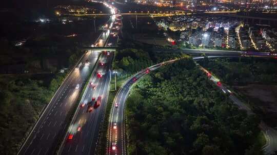 义乌疏港快速路交通车流航拍延时