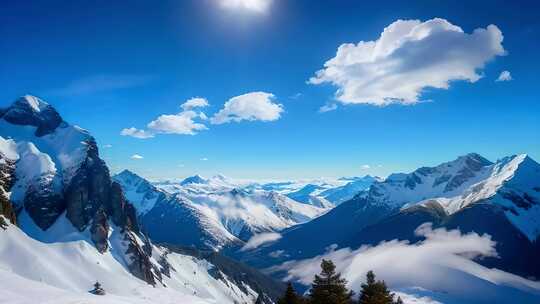 雪山山峰山脉风景