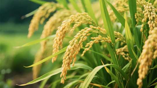 金黄稻田丰收景象