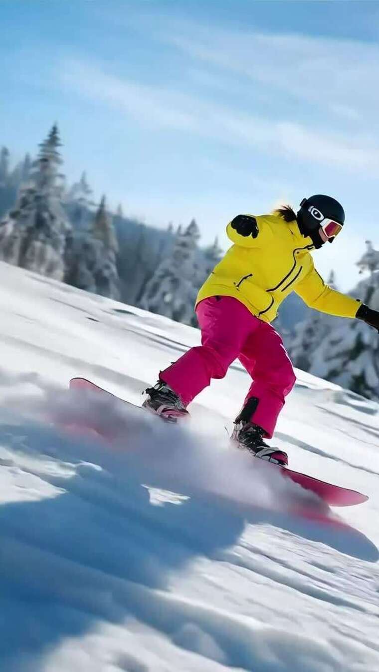 女子户外滑雪场景素材