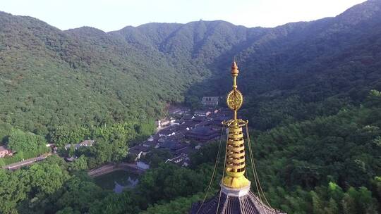 航拍宁波天童寺佛塔素材