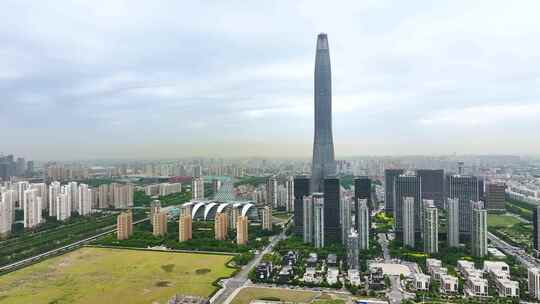 4K航拍天津滨海新区城市风光