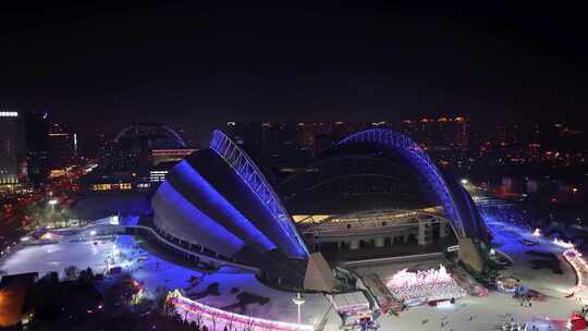 沈阳浑南奥体中心城市夜景车流