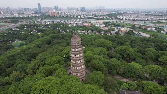 江苏苏州虎丘斜塔5A景区航拍