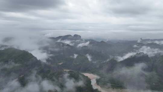 航拍武夷山风景区国家森林公园丹霞地貌风光