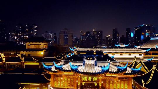 上海城隍庙夜景航拍