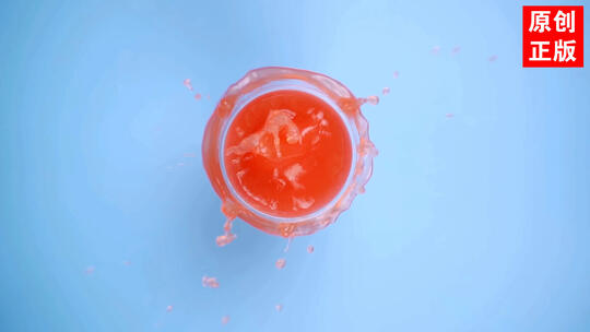 冰镇西瓜汁番茄汁冷饮饮料升格慢动作实拍