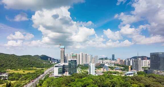 珠海新香洲蓝天白云延时摄影