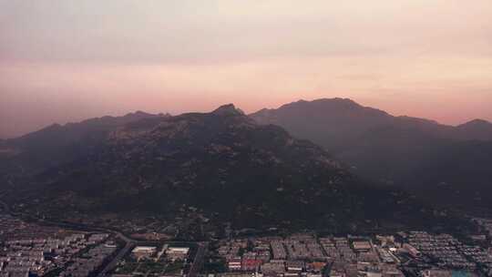 山东泰山大景日彩霞航拍