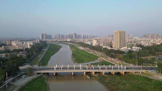 航拍广东茂名城市风光城市建设