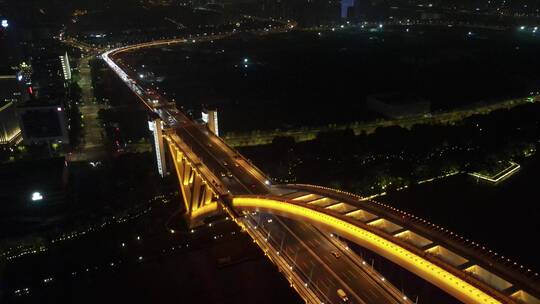 上海卢浦大桥夜景4K航拍