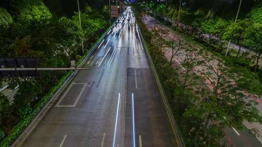 城市道路交通晚高峰 高速公路车流夜景延时