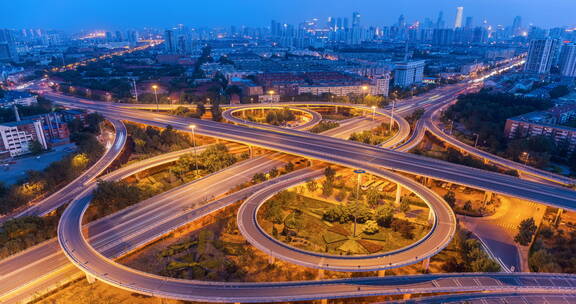 天津市民权门桥夜景延时摄影视频