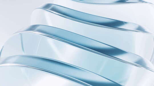 抽象多层透明蓝色玻璃背景三维渲染