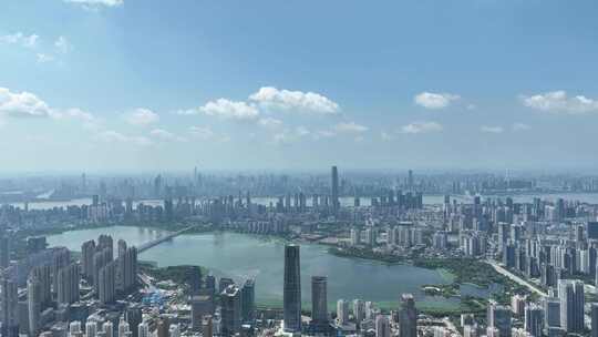 武汉武昌新区航拍城市建筑风光鸟瞰市区风景