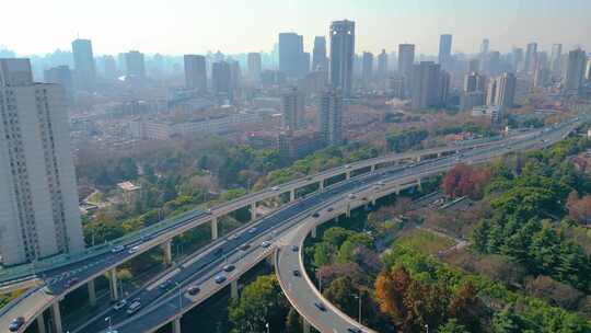 上海黄浦区延安东路立交桥车流城市风景视频