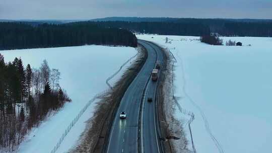 4K航拍北欧瑞典雪乡雪景视频素材模板下载