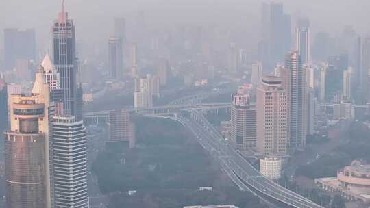 上海延安高架 城市风光航拍
