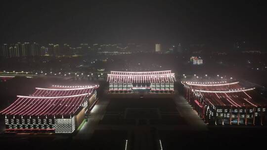 福建漳州城市夜景灯光航拍